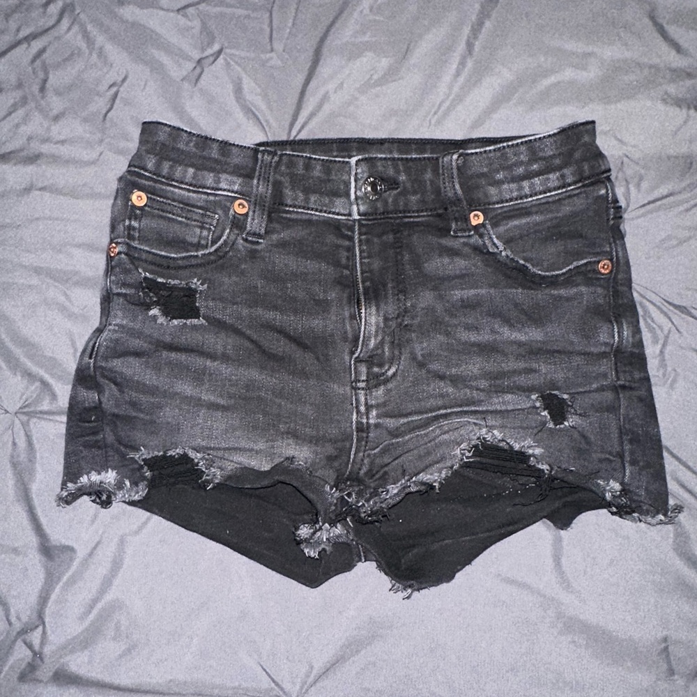 American Eagle Outfitters Black Distressed Jean Shorts